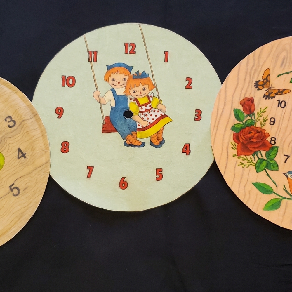 Vintage 70s Tri-Chem Cloth clock faces